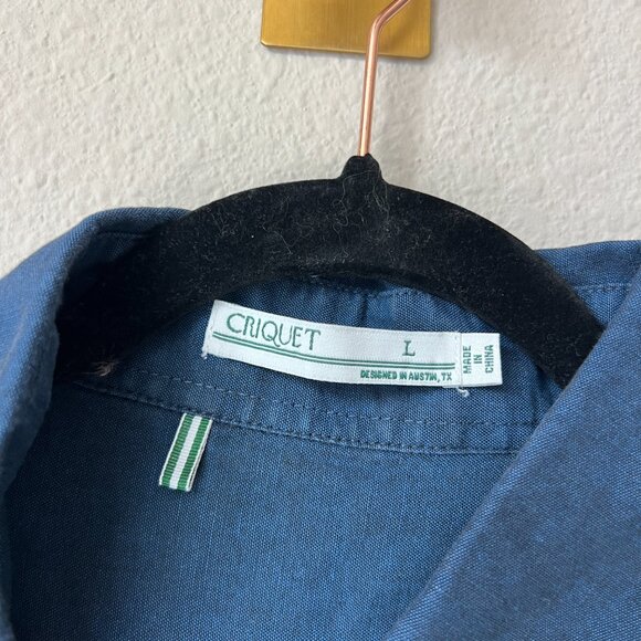 Criquet Navy Short Sleeve Cotton Button Down Shirt Size L - Picture 3 of 5